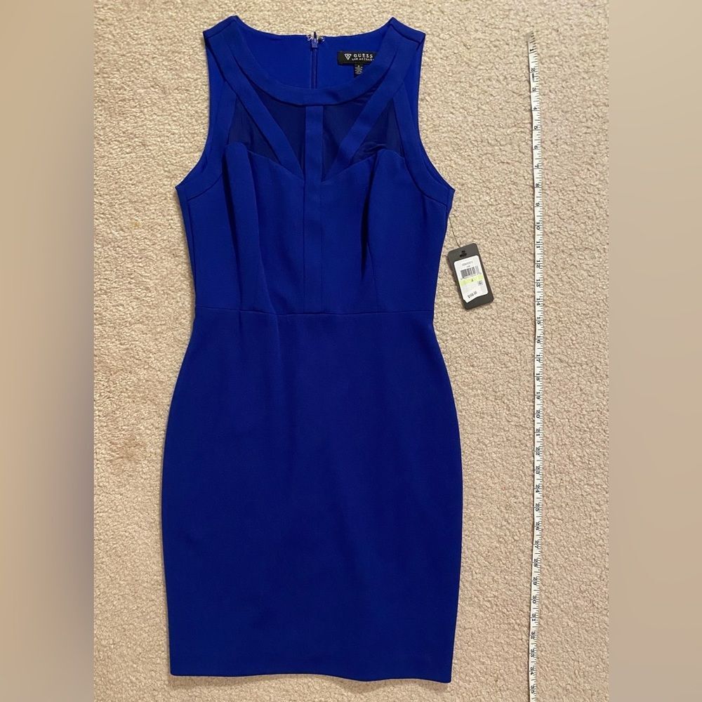 Guess A-line Mini Dress Royal Blue! Mess neckline size 4